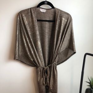 Free People shimmery gold wrap top
